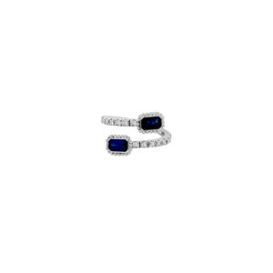14K Gold Lab Grown Diamond & Color Stone Flex Ring Emerald Cut (0.33 CT Diamond + 0.75 CT Color, 14 Diamond Stones & 2 Color Stones)