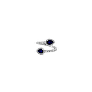 14K Gold Lab Grown Diamond & Color Stone Flex Ring Pear Cut (0.33 CT Diamond + 0.75 CT Color, 14 Diamond Stones & 2 Color Stones)