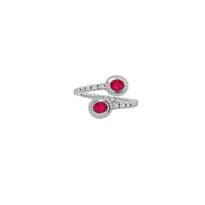 14K Gold Lab Grown Diamond & Color Stone Flex Ring Round Cut (0.33 CT Diamond + 0.75 CT Color, 14 Diamond Stones & 2 Color Stones)