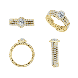14K Gold Lab Grown Diamond Flex Ring Pear Cut (0.375 CT Center, 121 Stones)