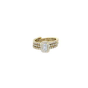 14K Gold Lab Grown Diamond Flex Ring Emerald Cut (3/8 CT Center, 1 1/5 CT Side Stones, 123 Stones)
