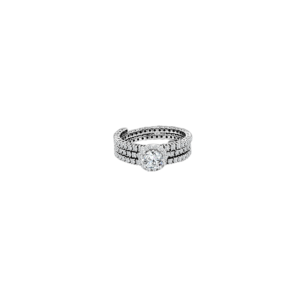 14K Gold Lab Grown Diamond Flex Ring Round Cut (1 1/5 CT Side Stones, 121 Stones)