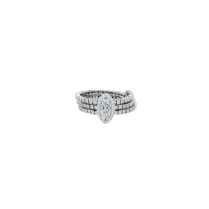 14K Gold Lab Grown Diamond Flex Ring Marquise Cut (3/8 CT Center, 1 1/5 CT Side Stones, 123 Stones)