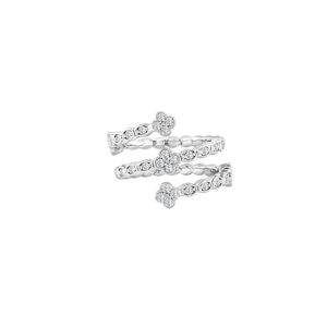 14K Gold Lab Grown Diamond Flex Ring Clover Shape 0.88 CT (56 Stones)